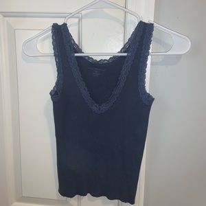brandy melville navy lace v neck tank top